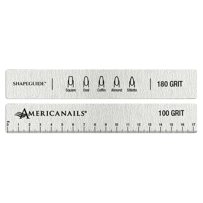 Amerianails ShapeGuide™ Ruler & Shape Guide Nail File | Zebra 100/180 Grit 10ct