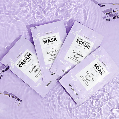 Kit de pedicura de 4 pasos de AvryBeauty | Estuche de lavanda y salvia (paquete de 50) 