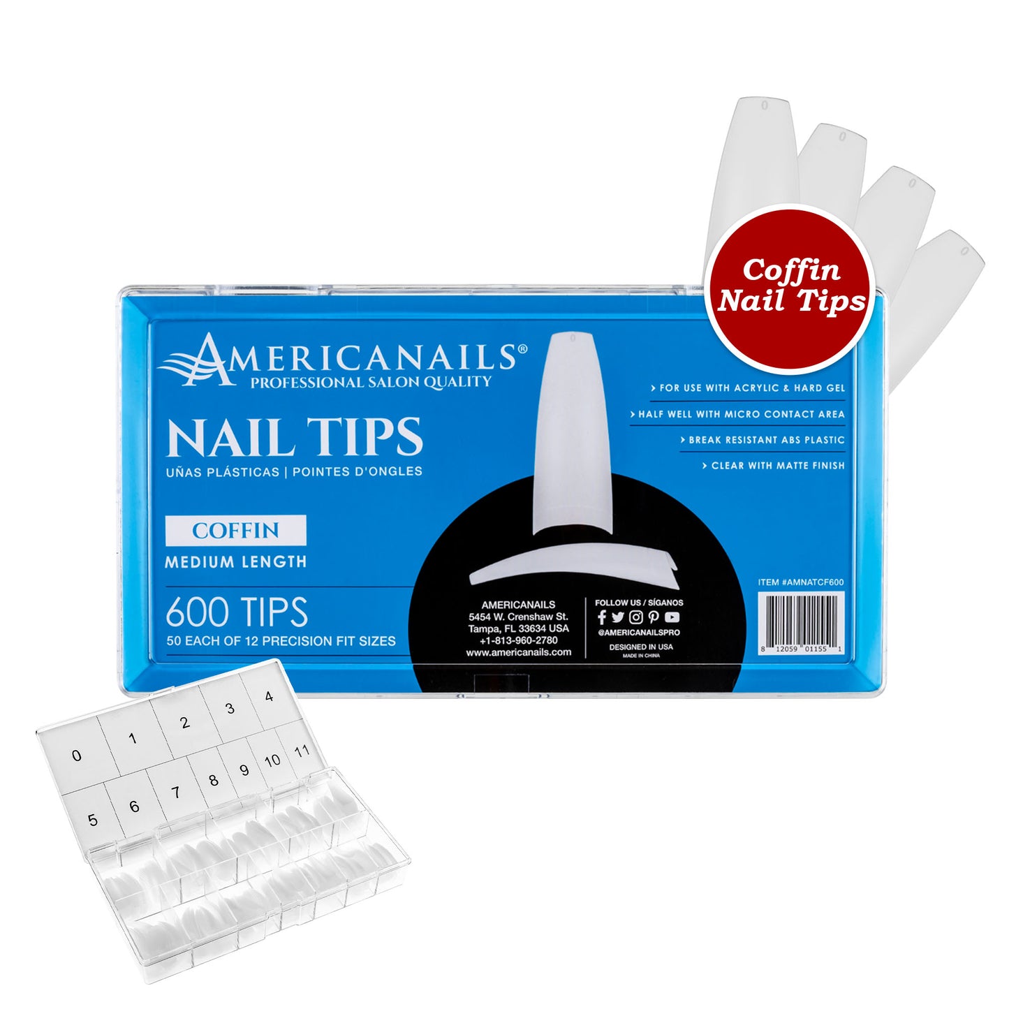 Americanails Nail Tips | Coffin 600ct