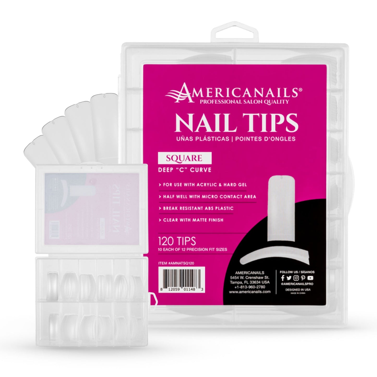 FREE Americanails Nail Tips | Square (Deep "C" Curve) 120ct