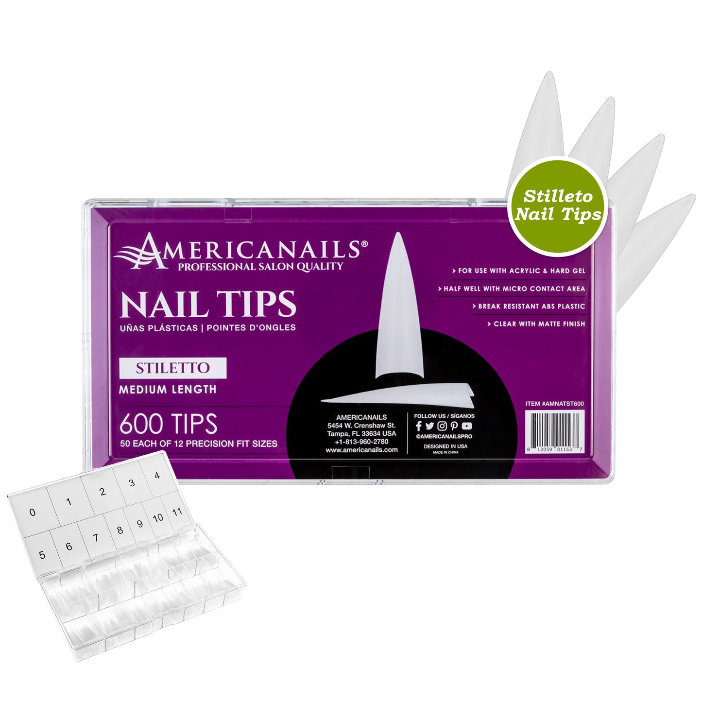 Americanails Nail Tips | Stiletto 600ct