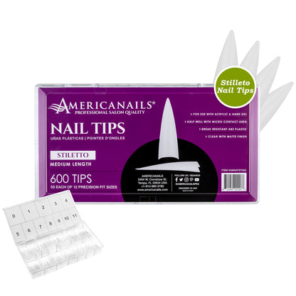 Americanails Nail Tips | Stiletto 600ct
