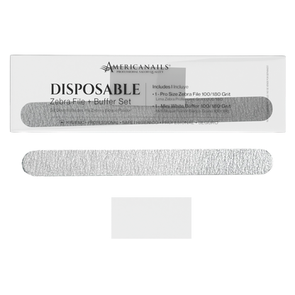 Americanails Disposable Zebra File + Mini Buffer Set, Individually Wrapped, 100ct