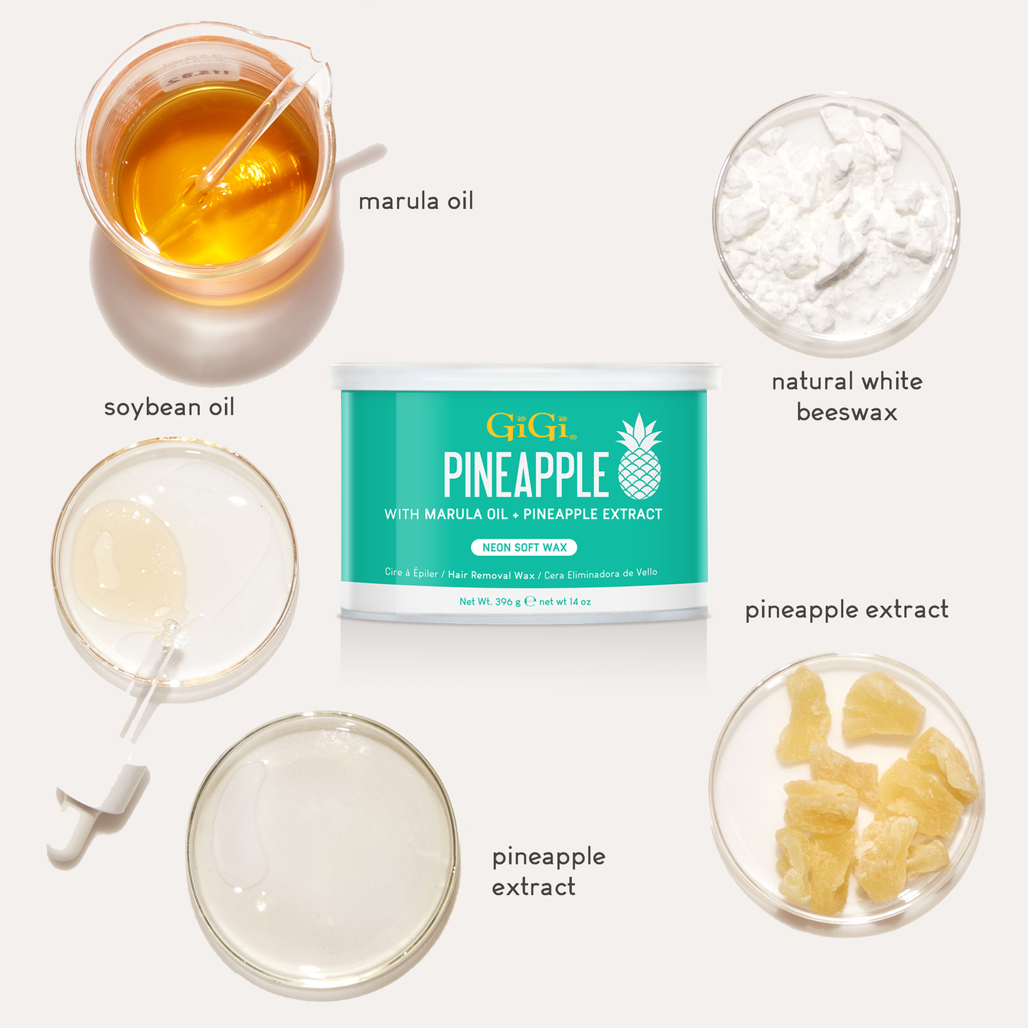 GiGi Neon Soft Wax Pineapple 14oz