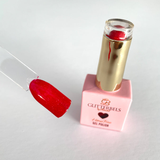 Glitterbels Hema-Free Gel Polish | Hot Red Sparkle .58oz