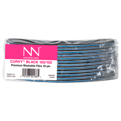 Nouveau Nail Curvy File | Black 100 Grit 12pk