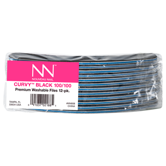 Nouveau Nail Curvy File | Black 100 Grit 12pk