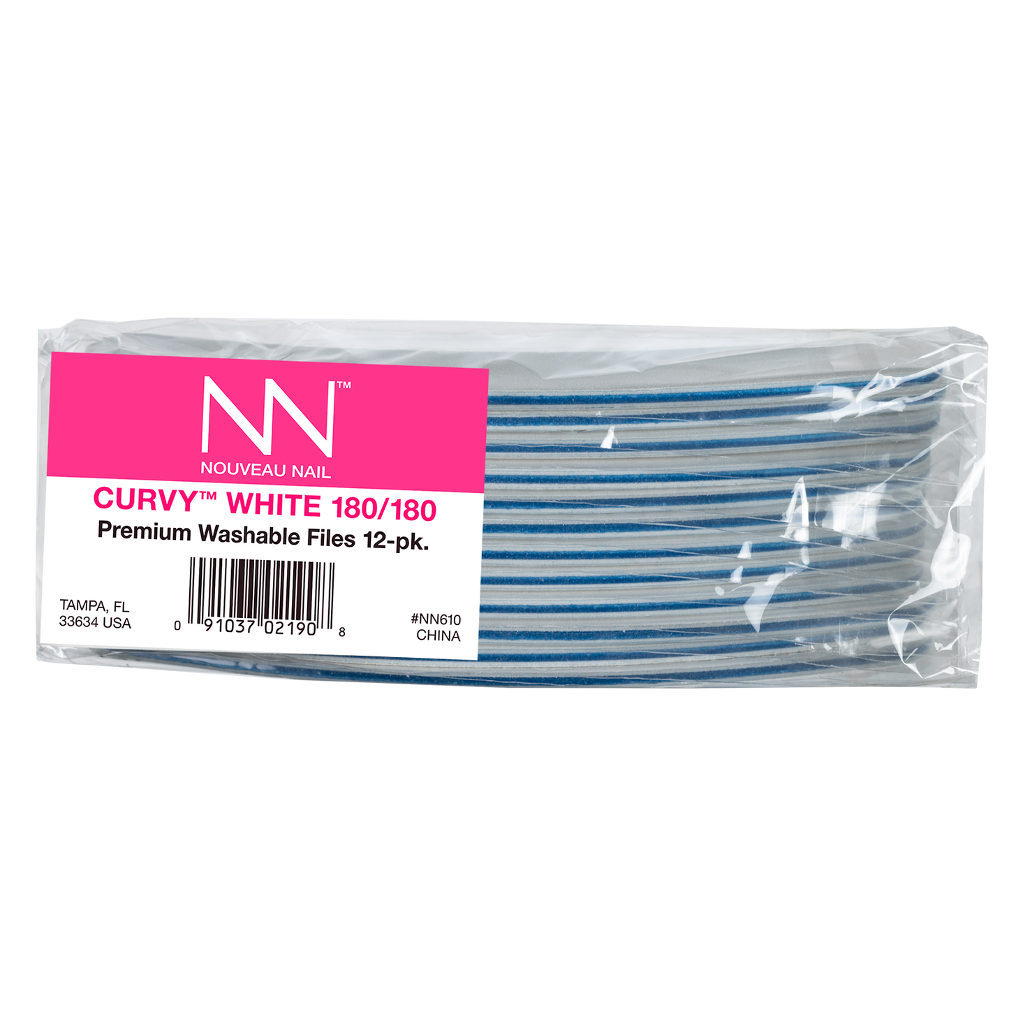 Nouveau Nail Curvy File | White 180 Grit (12 Pack)