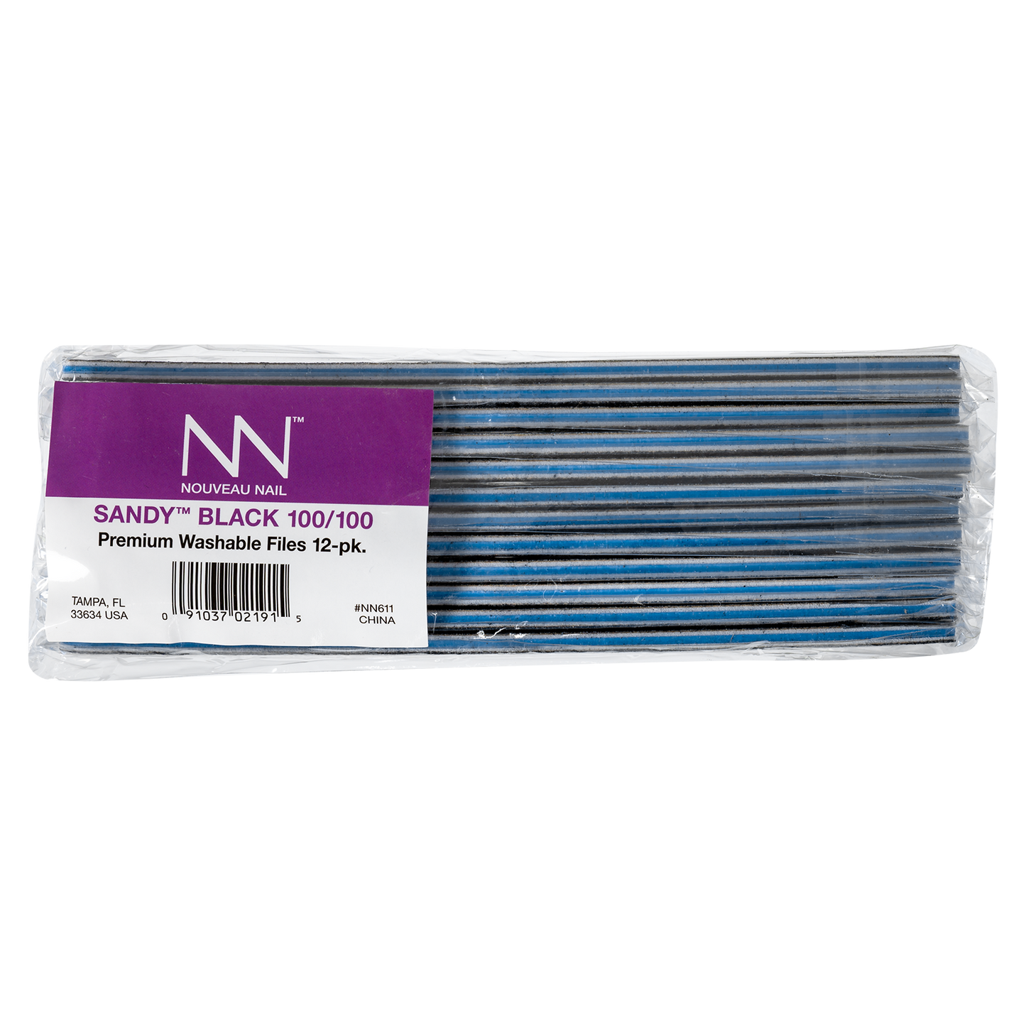 Nouveau Nail Sandy File | Black 100 Grit (12 Pack)