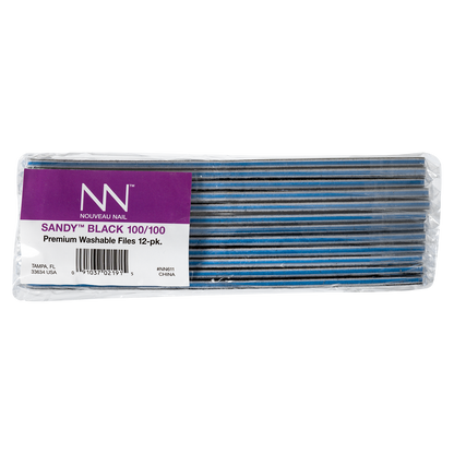 Nouveau Nail Sandy File | Black 100 Grit (12 Pack)