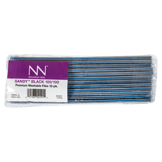 Nouveau Nail Sandy File | Black 100 Grit (12 Pack)