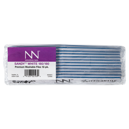 Nouveau Nail Sandy File | White 180 Grit (12 Pack)