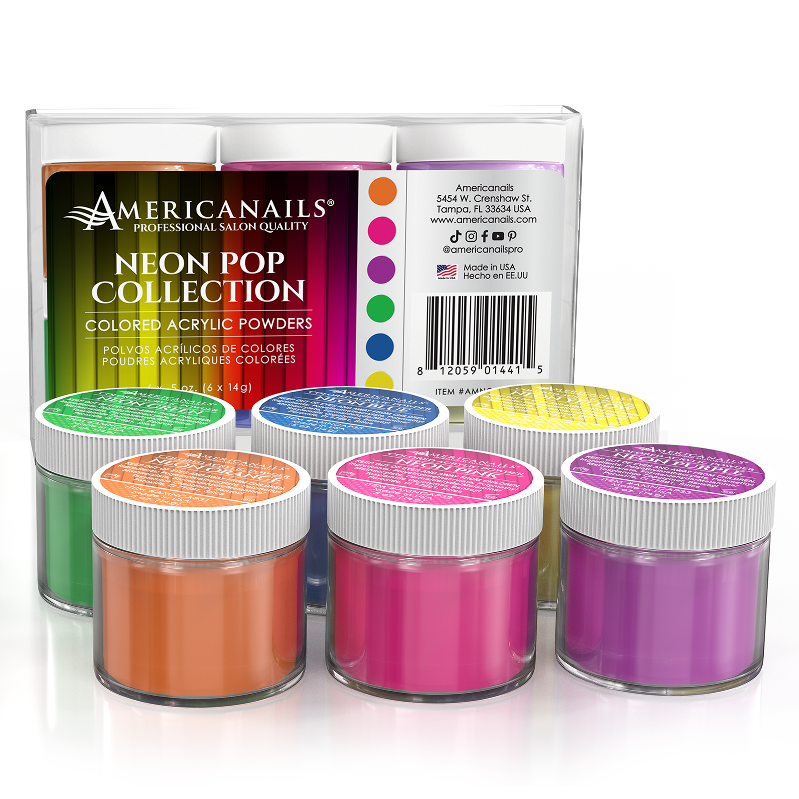 Colored Acrylic Powders | Neon Pop Collection Kit | Americanails ...