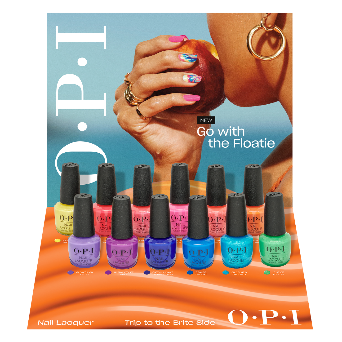 OPI Trip To The Brite Side Collection Nail Lacquer Display 12ct