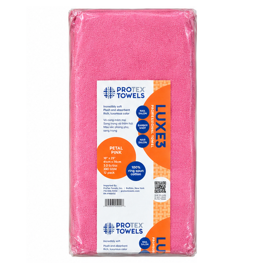 Protex Luxe3 Ultra-Premium Salon Towels 12ct I Petal Pink