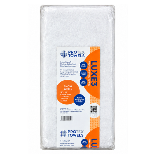 Protex Luxe3 Ultra-Premium Salon Towels 12ct I Snow White