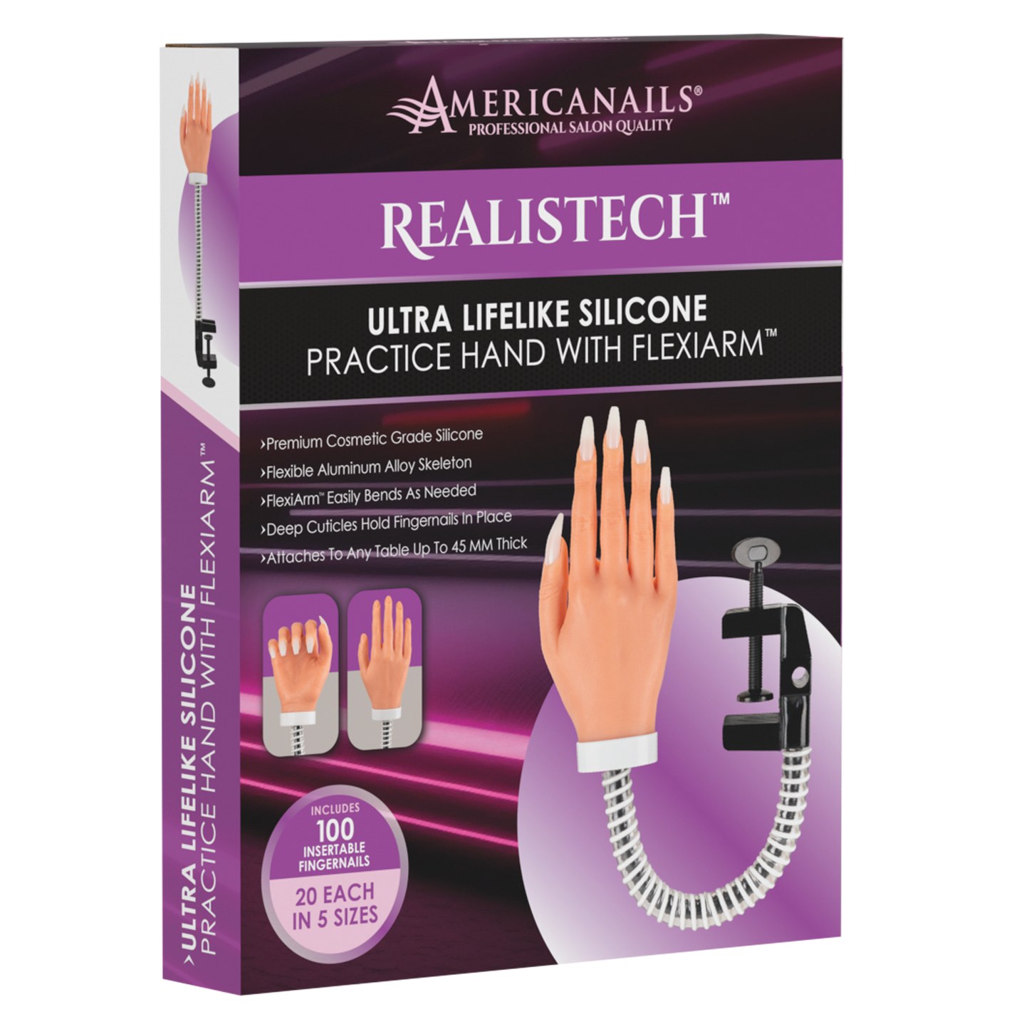 Americanails RealisTech Ultra LifeLike Silicone Practice Hand w/ FlexiArm