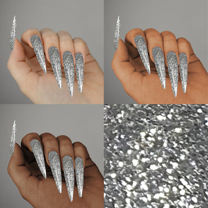 Americanails Colored Acrylic Powder | Silver Glitter 2oz