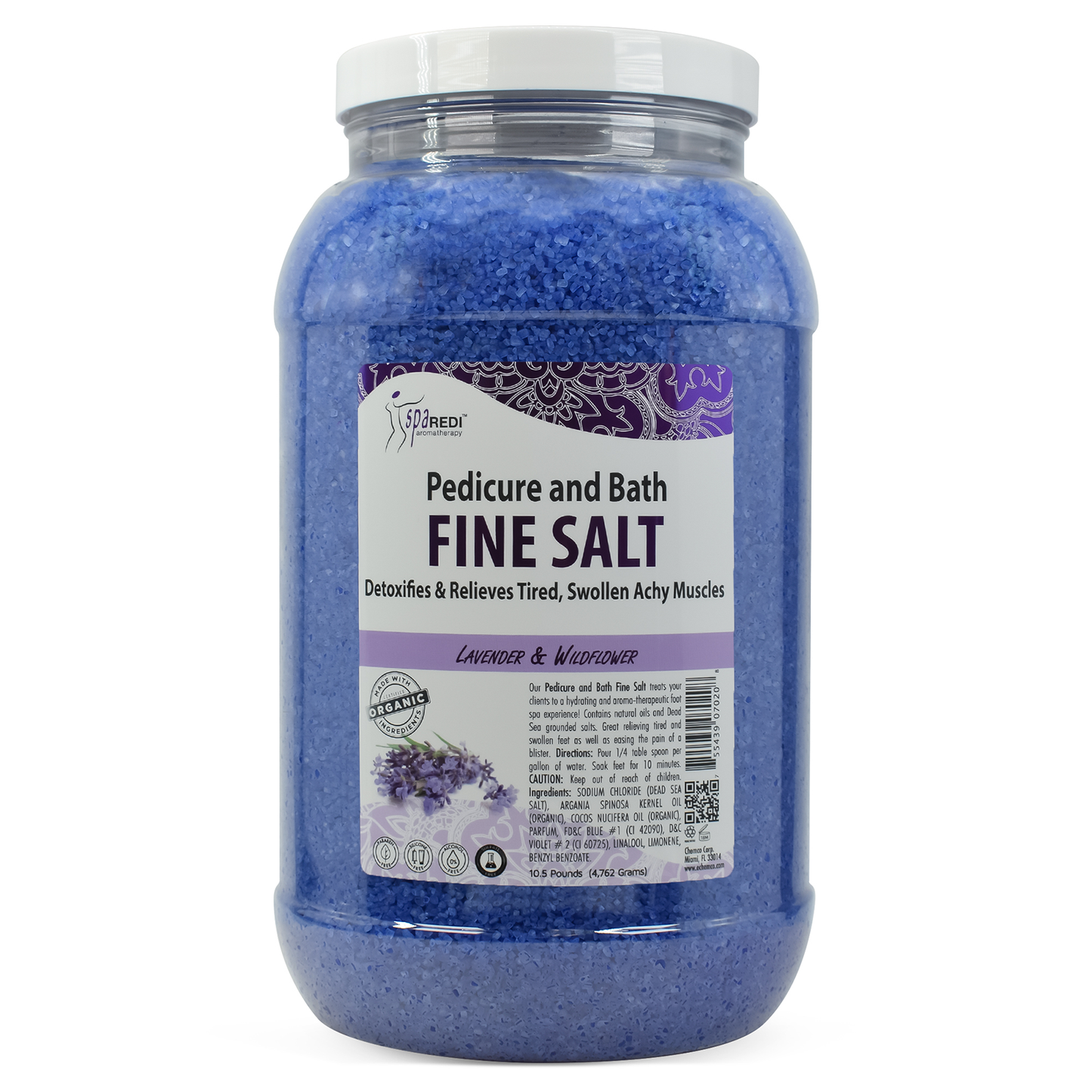 Spa Redi Pedi Bath Salt | Lavender & Wildflower Gallon Case (4 Pack)