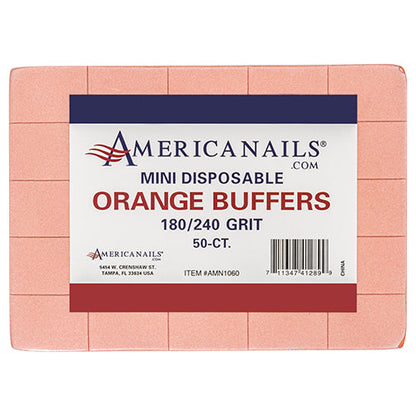 Americanails Disposable Mini Orange Buffers | 180/240 Grit Case 1500ct