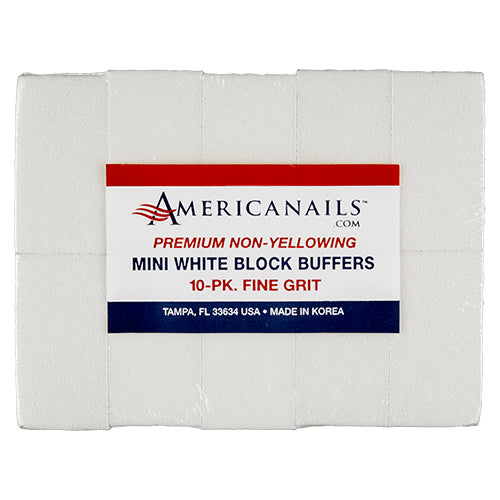 Americanails Premium Mini White Block Buffers | 120 Grit 10ct