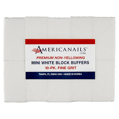 Americanails Premium Mini White Block Buffers | 120 Grit 10ct