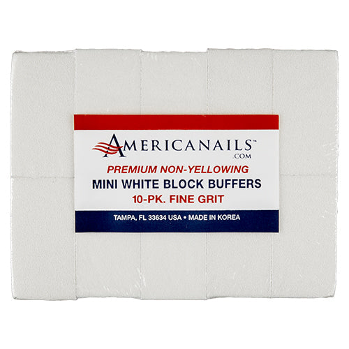 Americanails Premium Mini White Block Buffers | 120 Grit Case 1000ct