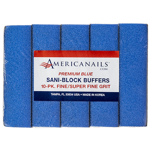 Americanails Premium Sani Block Buffers | Blue 320 Grit Case 500ct