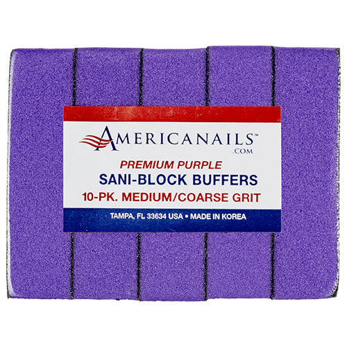 Americanails Premium Sani Block Buffers | Purple 80/100 Grit Case 500ct