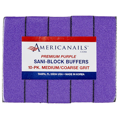 Americanails Premium Sani Block Buffers | Purple 80/100 Grit Case 500ct