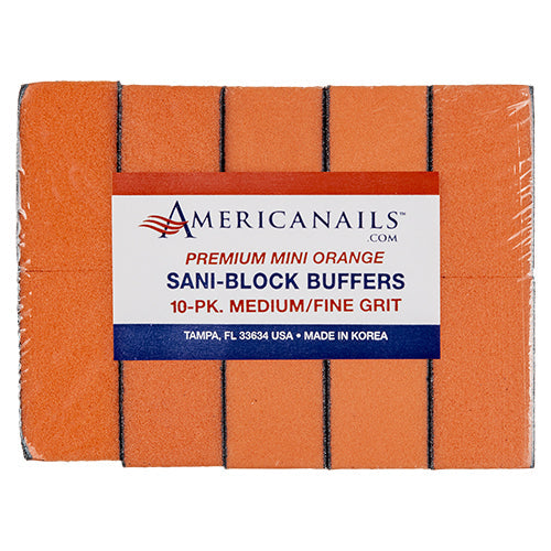 Americanails Premium Mini Orange Sani Block Buffers | 100/180 Grit 1000ct
