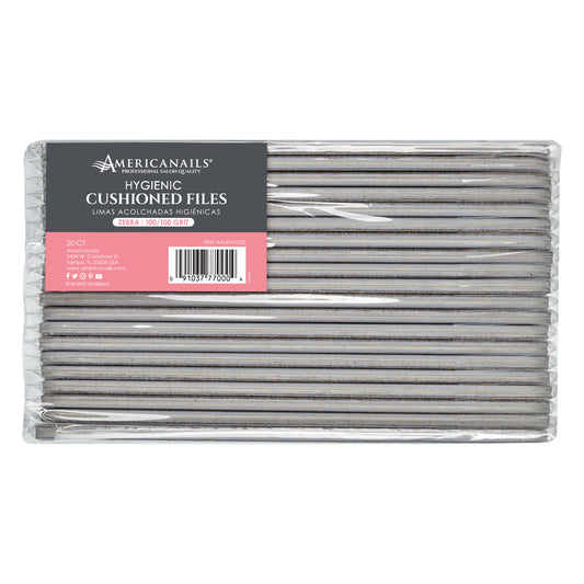 Limas higiénicas acolchadas de cebra Americanails (20 unidades)