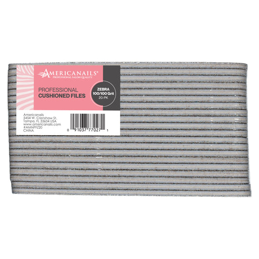 Limas acolchadas Americanails Professional Zebra, estuche de 500 unidades (25 paquetes)