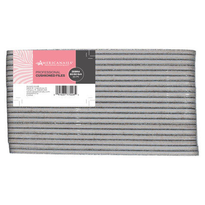 Limas acolchadas Americanails Professional Zebra, estuche de 500 unidades (25 paquetes)