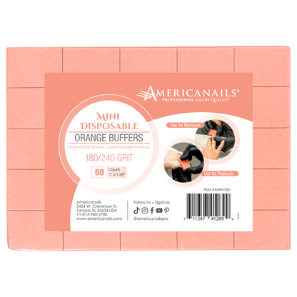 Americanails Disposable Mini Orange Buffers | 180/240 Grit Case 1500ct