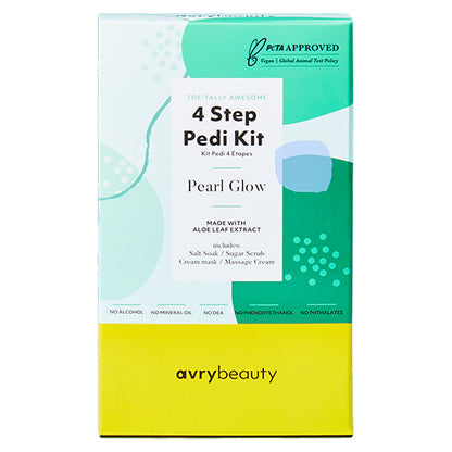Kit de pedicura de 4 pasos de AvryBeauty | Brillo perlado (fresco) 