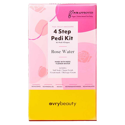 Kit de pedicura de 4 pasos de AvryBeauty | Agua de rosas