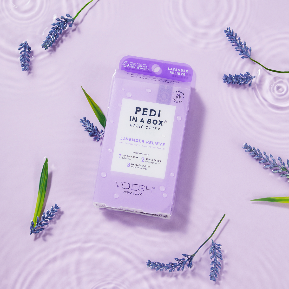 Voesh Pedi In A Box Basic 3 Step | Lavender Relieve Case (100 Pack)