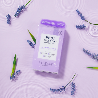 Voesh Pedi In A Box Basic 3 Step | Lavender Relieve Case (100 Pack)