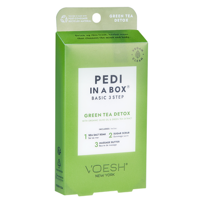 Voesh Pedi In A Box Basic 3 Step | Green Tea Detox Case (100 Pack)
