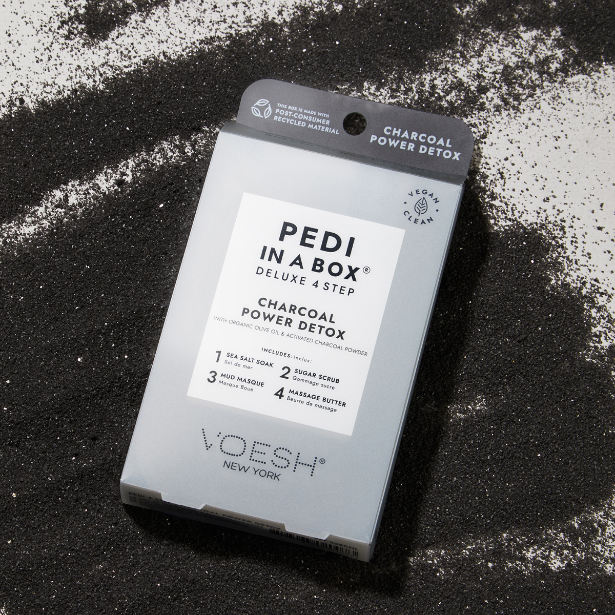 Voesh Pedi In A Box Deluxe 4 Step | Charcoal Power Detox Case (50 Pack)