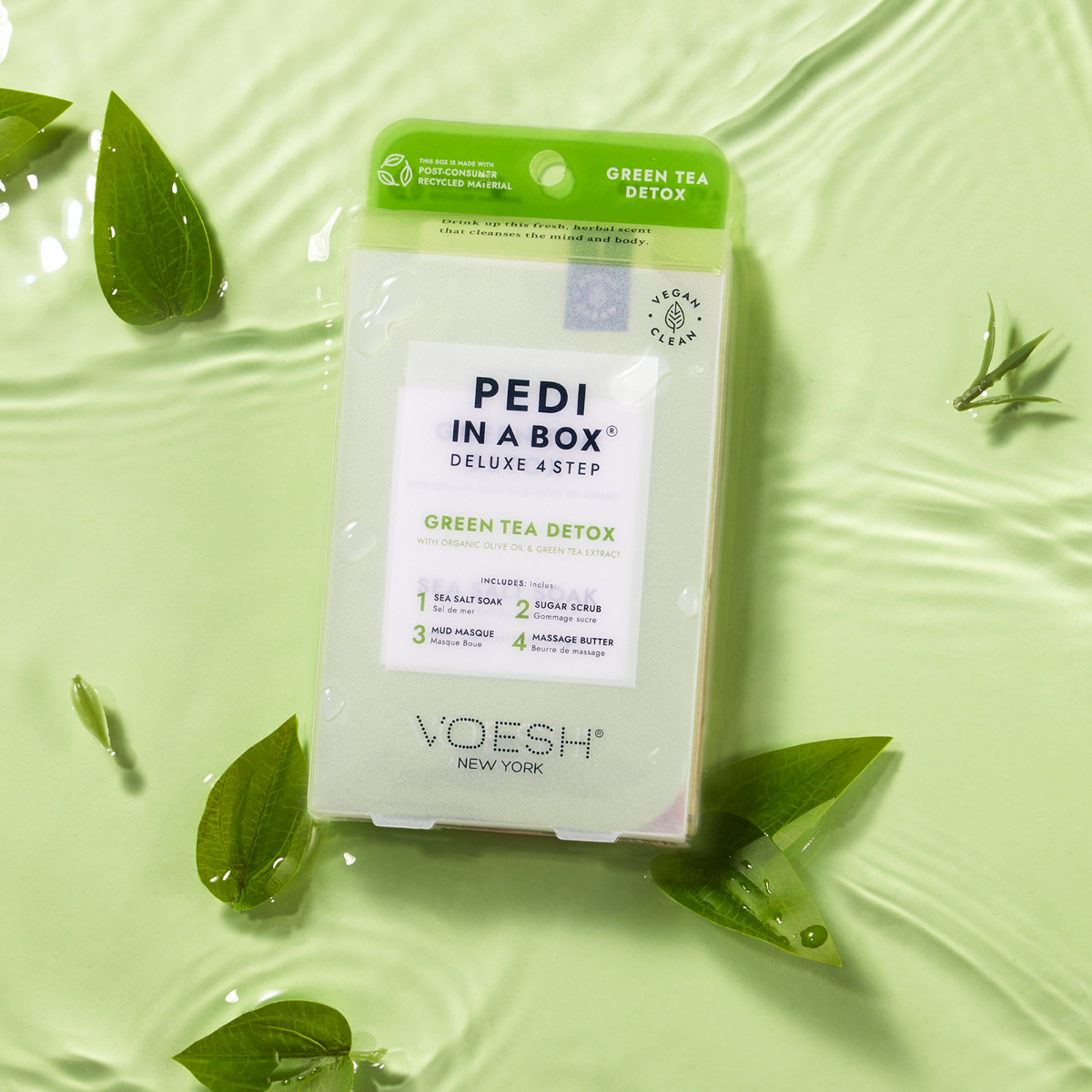 Voesh Pedi In A Box Deluxe 4 Step | Green Tea Detox Case (50 Pack)