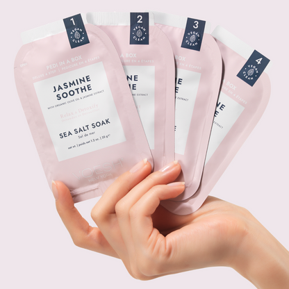 Voesh Pedi In A Box Deluxe 4 Step | Jasmine Soothe Case (50 Pack)