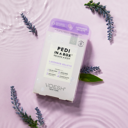 Voesh Pedi In A Box Deluxe 4 Step | Lavender Relieve Case (50 Pack)