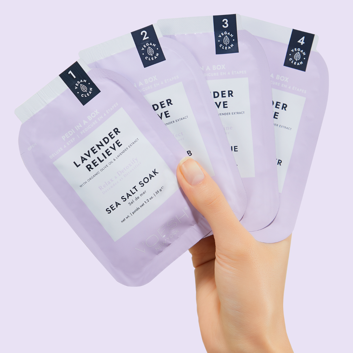 Voesh Pedi In A Box Deluxe 4 Step | Lavender Relieve Case (50 Pack)