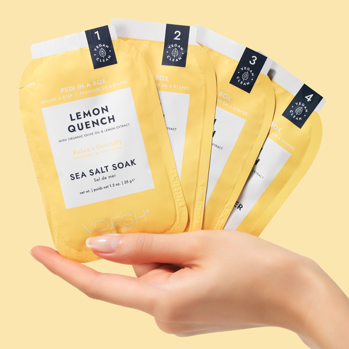 Voesh Pedi In A Box Deluxe 4 Step | Lemon Quench Case (50 Pack)