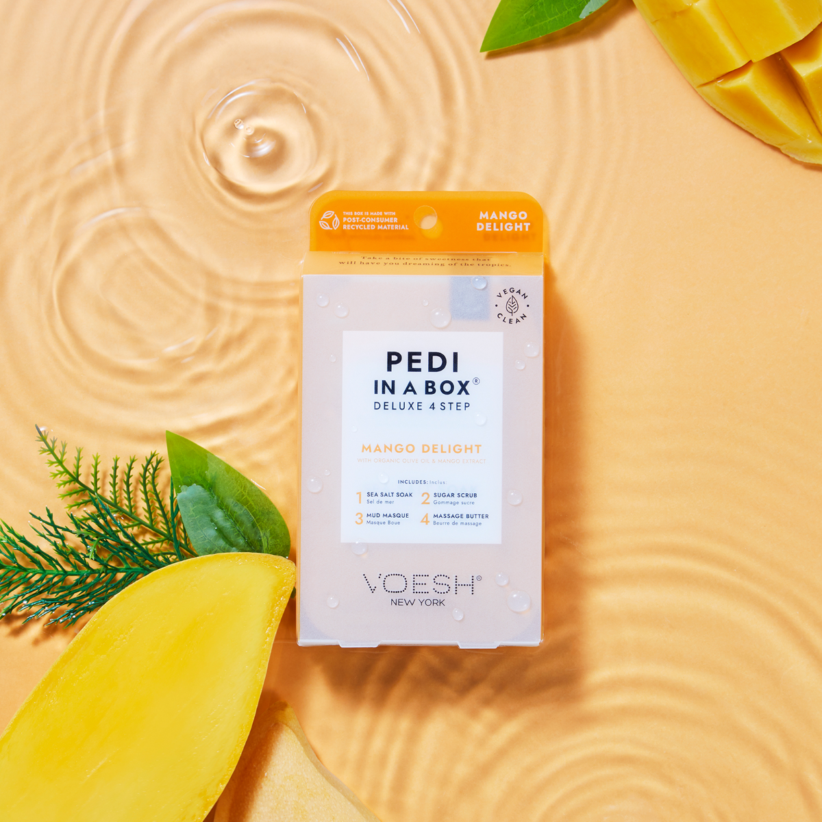 Voesh Pedi In A Box Deluxe 4 Step | Mango Delight Case (50 Pack)