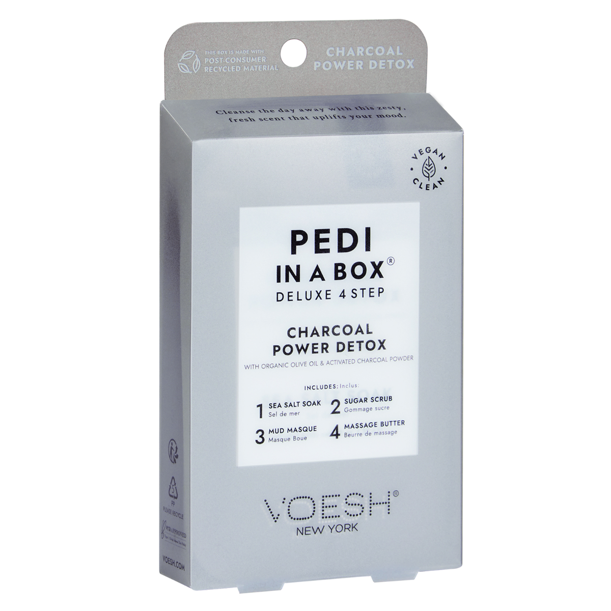 Voesh Pedi In A Box Deluxe 4 Step | Charcoal Power Detox Case (50 Pack)