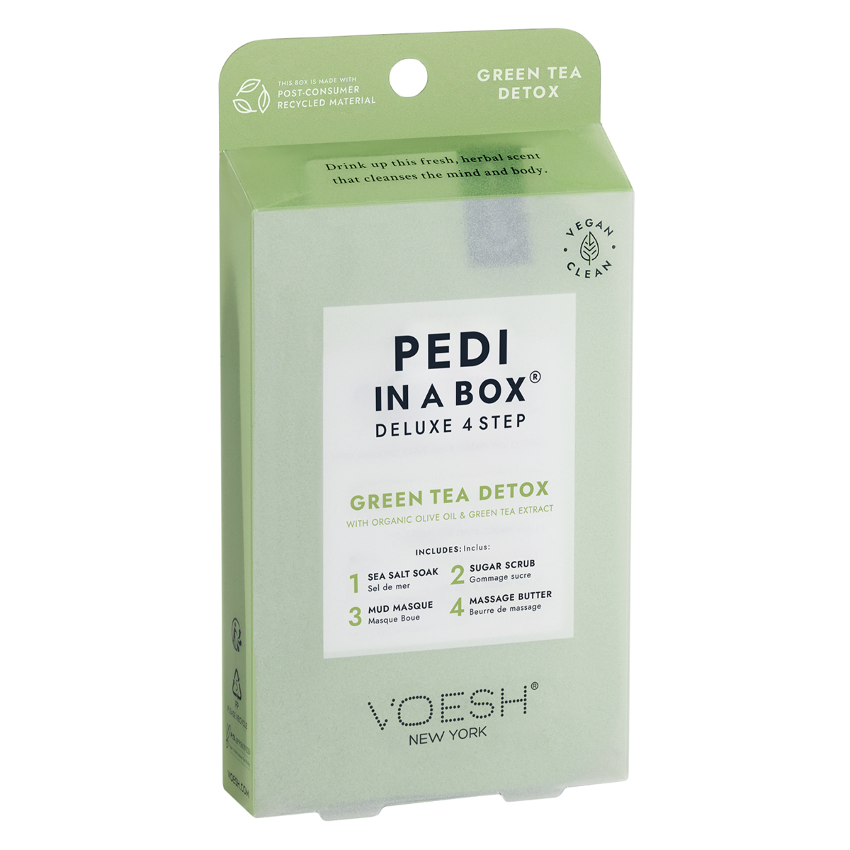 Voesh Pedi In A Box Deluxe 4 Step | Green Tea Detox Case (50 Pack)