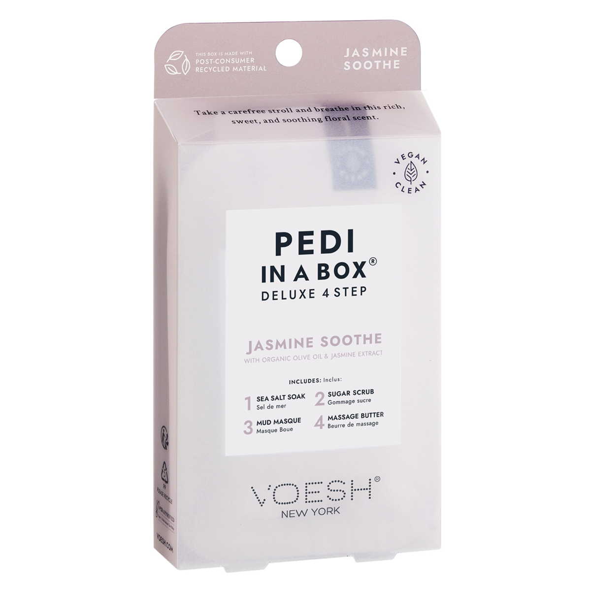 Voesh Pedi In A Box Deluxe 4 Step | Jasmine Soothe Case (50 Pack)